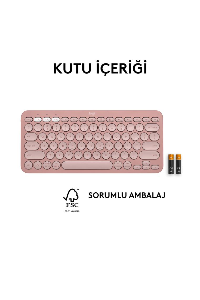 Logitech 920-011861 K380S Pebble Keys 2 Bluetooth Pembe Klavye
