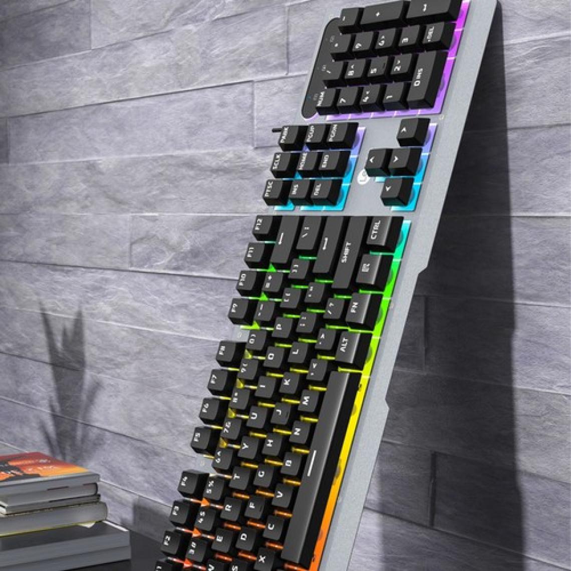 Lenovo Lecoo KB121 USB Kablolu Makro Tuşlu Rainbow Efektli Mekanik Hisli Membran Gaming Q Siyah Klavye