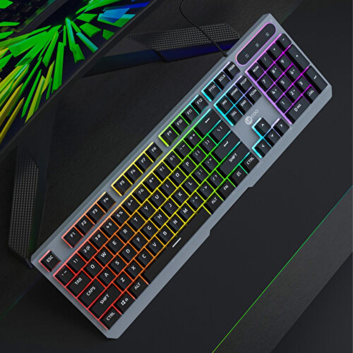 Lenovo Lecoo KB121 USB Kablolu Makro Tuşlu Rainbow Efektli Mekanik Hisli Membran Gaming Q Siyah Klavye