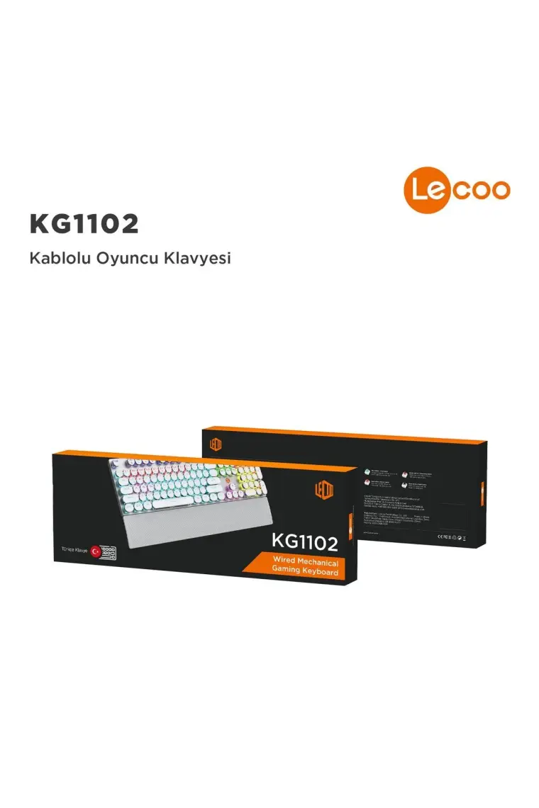Lecoo KG1102 USB Kablolu Red Switch Makro Tuşlu RGB LED Aydınlatmalı Mekanik Gaming Türkçe Q Metalik Klavye