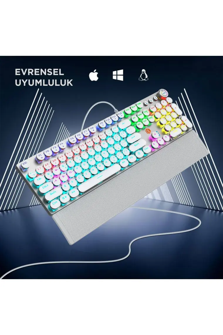 Lecoo KG1102 USB Kablolu Red Switch Makro Tuşlu RGB LED Aydınlatmalı Mekanik Gaming Türkçe Q Metalik Klavye