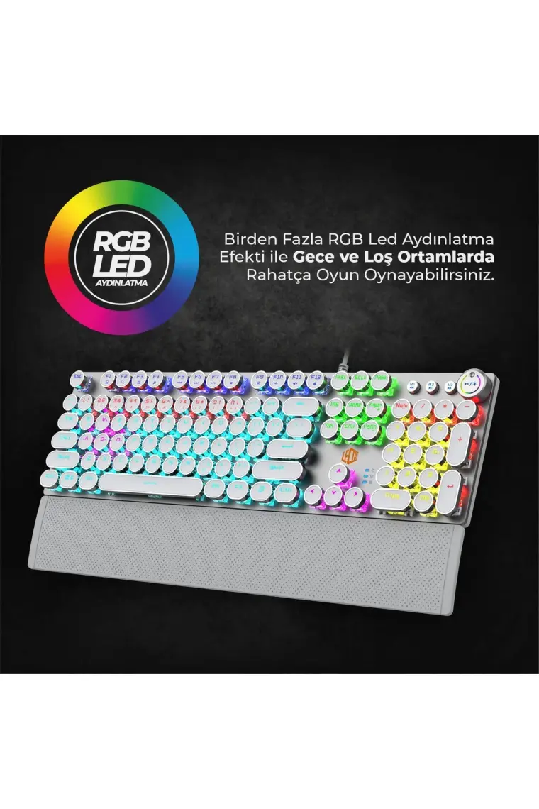 Lecoo KG1102 USB Kablolu Red Switch Makro Tuşlu RGB LED Aydınlatmalı Mekanik Gaming Türkçe Q Metalik Klavye