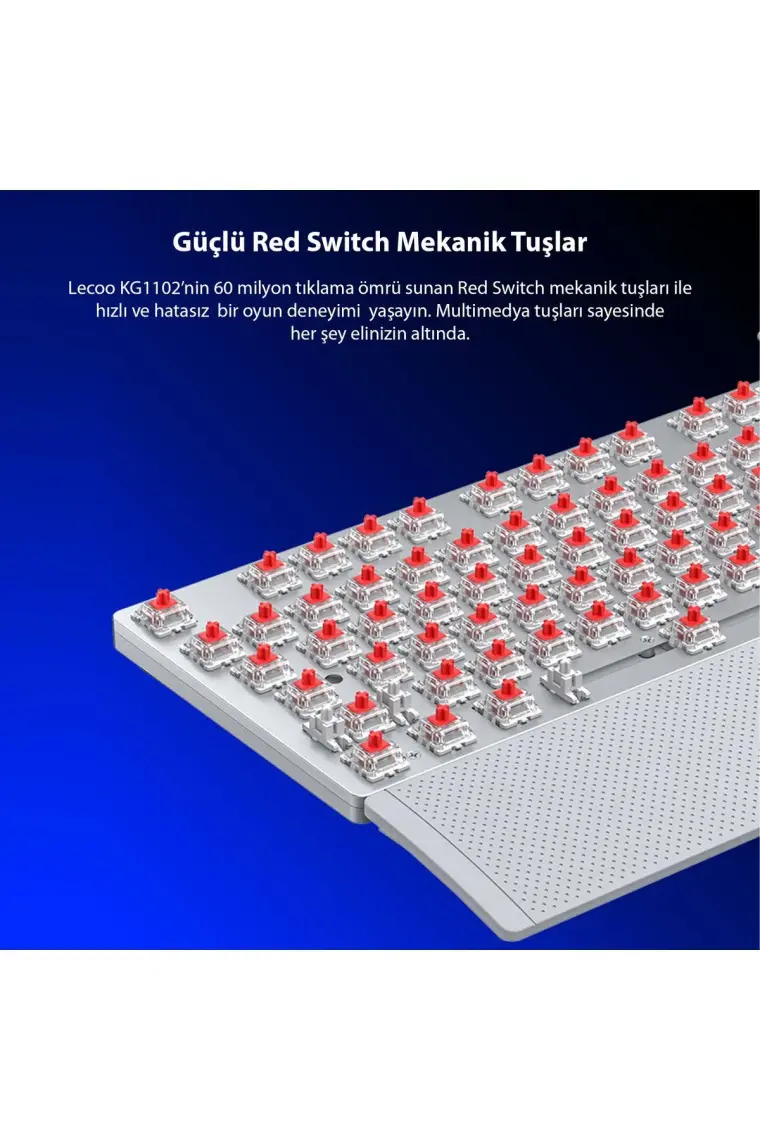 Lecoo KG1102 USB Kablolu Red Switch Makro Tuşlu RGB LED Aydınlatmalı Mekanik Gaming Türkçe Q Metalik Klavye