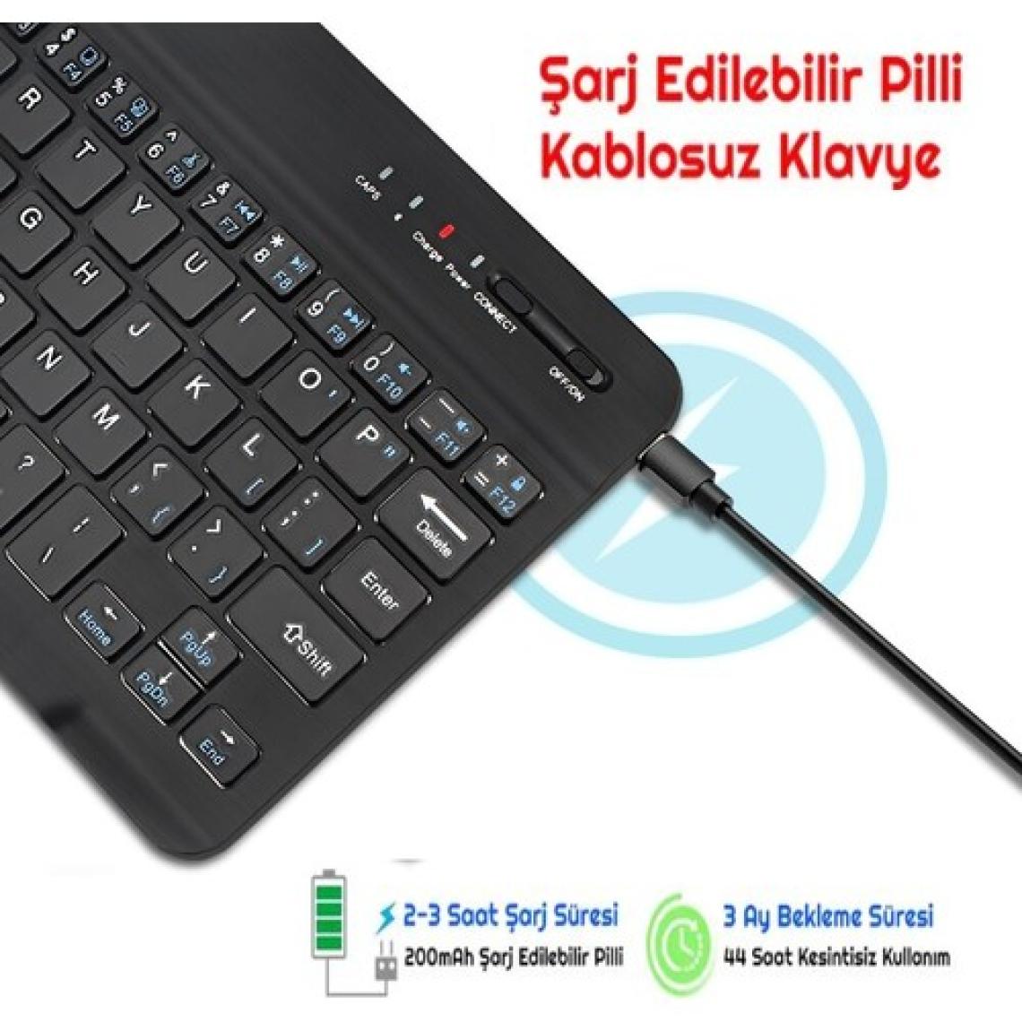Duhaline Samsung Galaxy Tab A SM-T297 8" Uyumlu Bluetooth Tablet Klavyesi Mini Slim Şarjlı Kablosuz Klavye