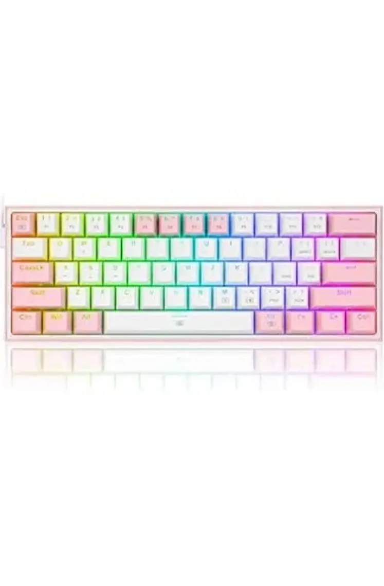 Redragon K617-RGB-WP Fızz Rgb Red Swıtch Kablolu Mekanık Q Klavye beyaz-Pembe