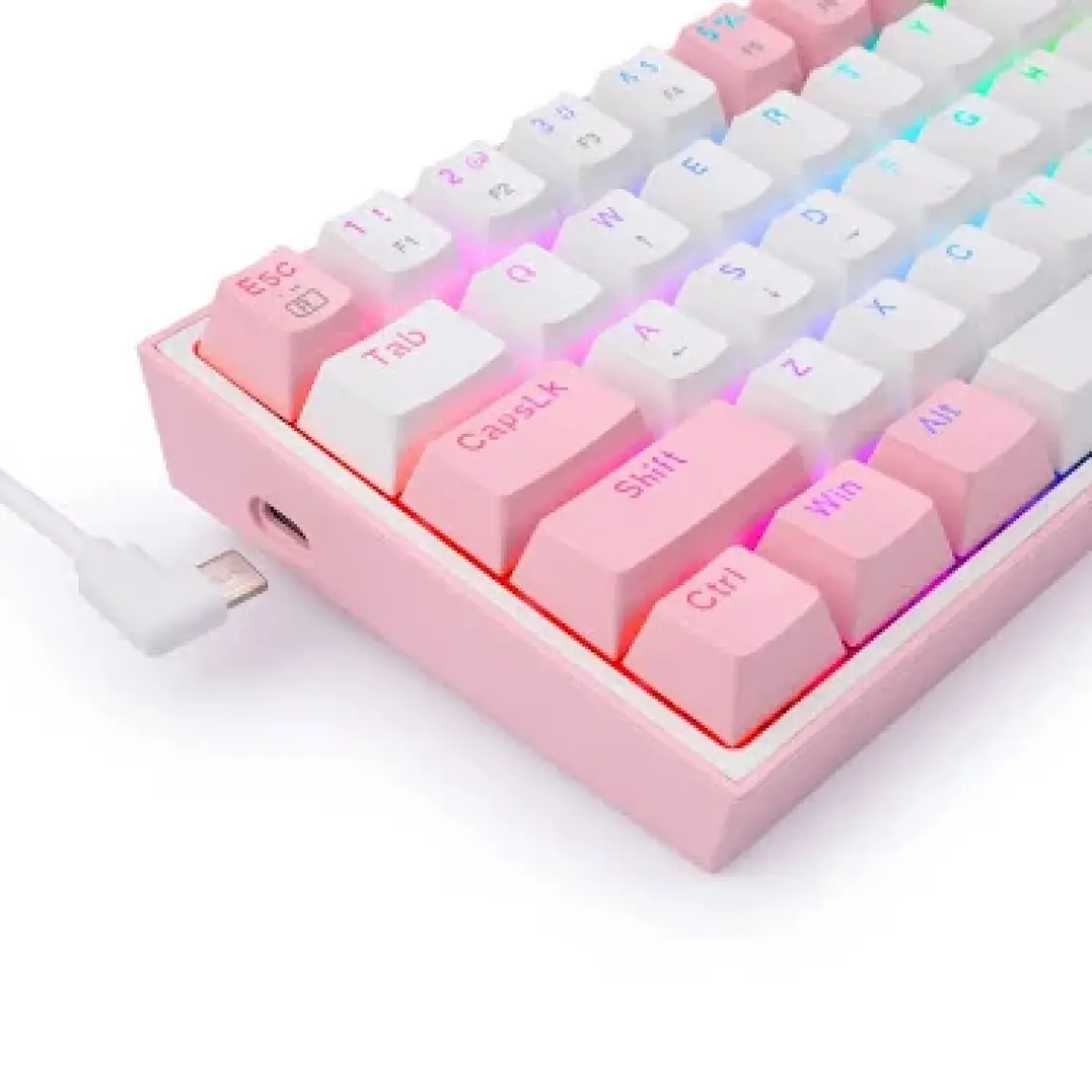 Redragon K617-RGB-WP Fızz Rgb Red Swıtch Kablolu Mekanık Q Klavye beyaz-Pembe
