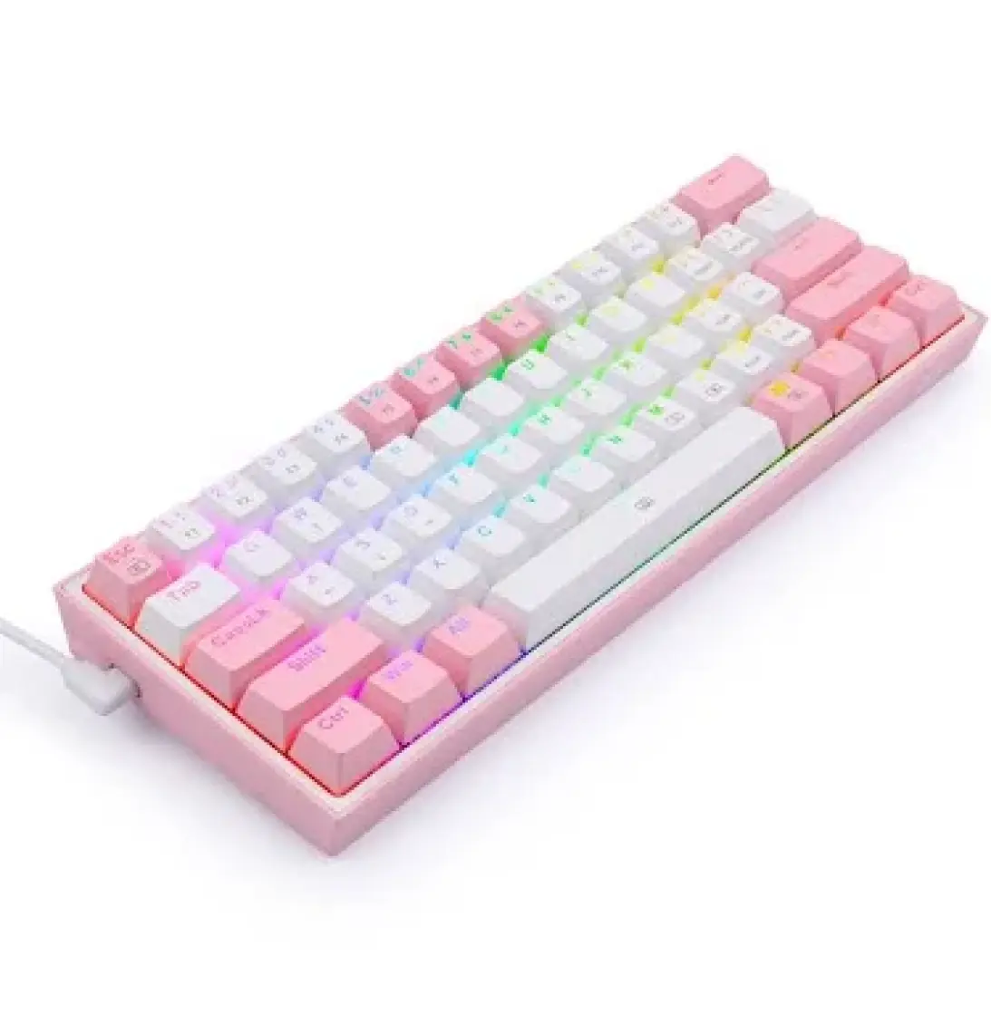 Redragon K617-RGB-WP Fızz Rgb Red Swıtch Kablolu Mekanık Q Klavye beyaz-Pembe