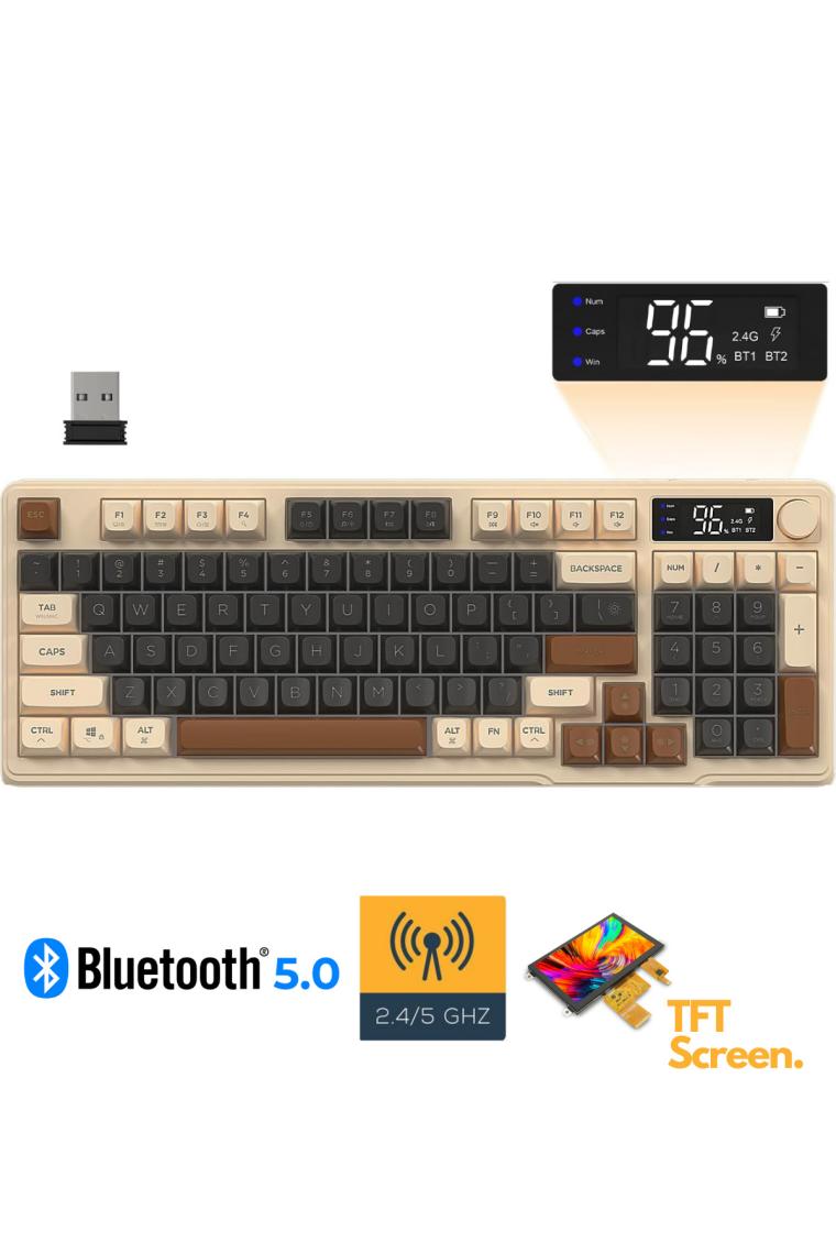 Sarftech Freewolf M96 2.4g+Bt5.0 Çift Bağlantılı Tft LED Ekranlı  Reinbow Gaming Oyuncu Klavye