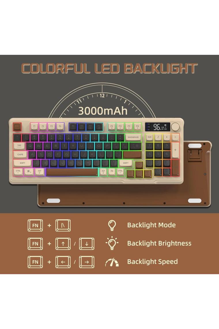 Sarftech Freewolf M96 2.4g+Bt5.0 Çift Bağlantılı Tft LED Ekranlı  Reinbow Gaming Oyuncu Klavye