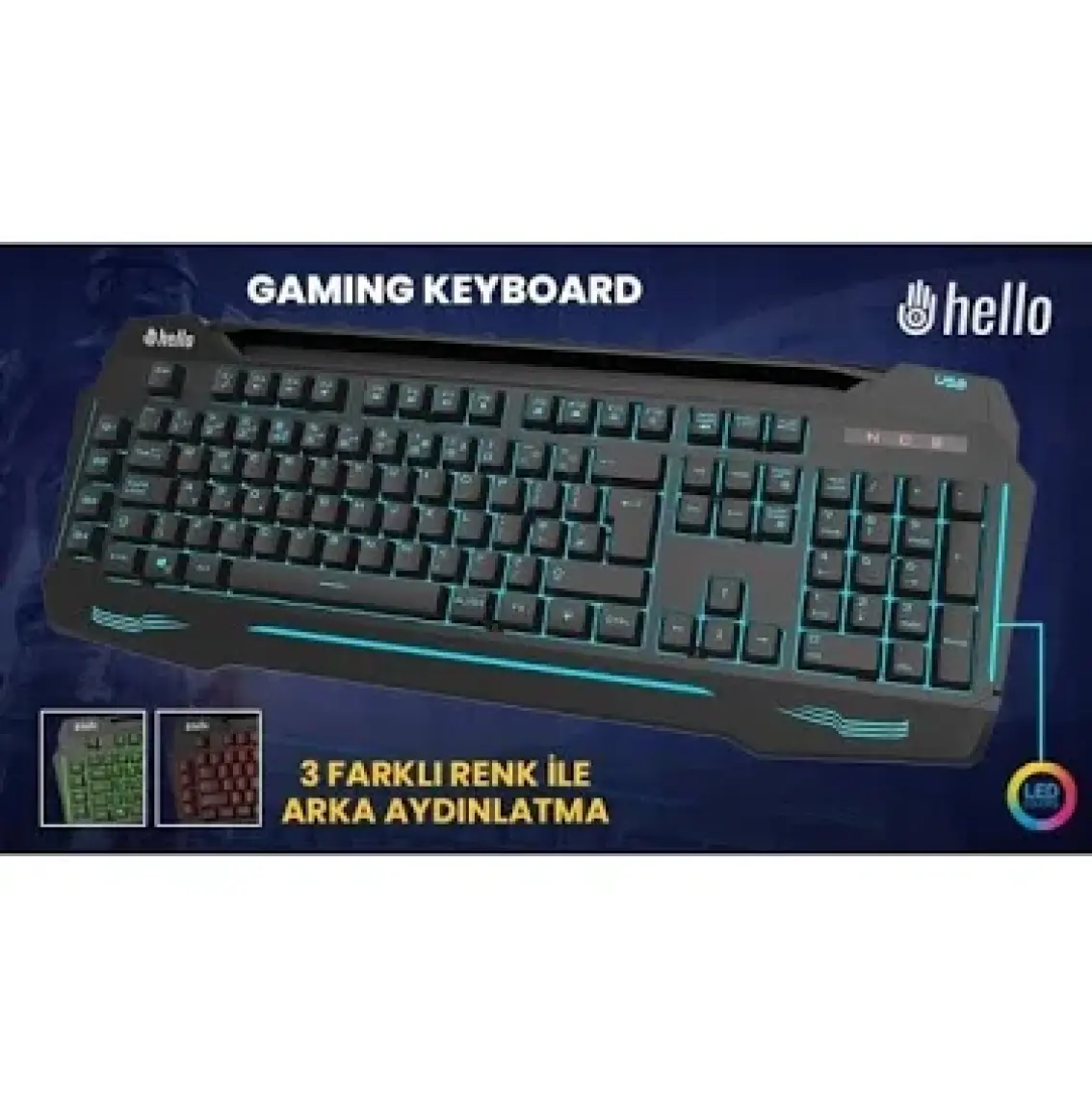 Hello HL-4616 4 Makro Tuşlu 3 Renk Işıklı  Oyuncu Klavye