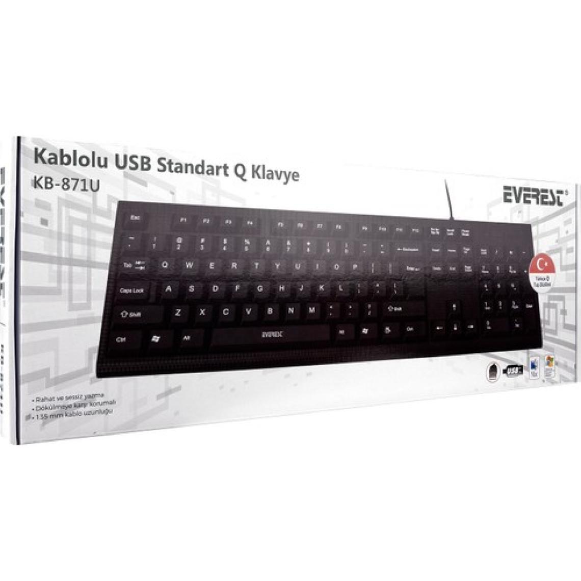 Everest Kb-871U Q Usb Siyah Standart Klavye