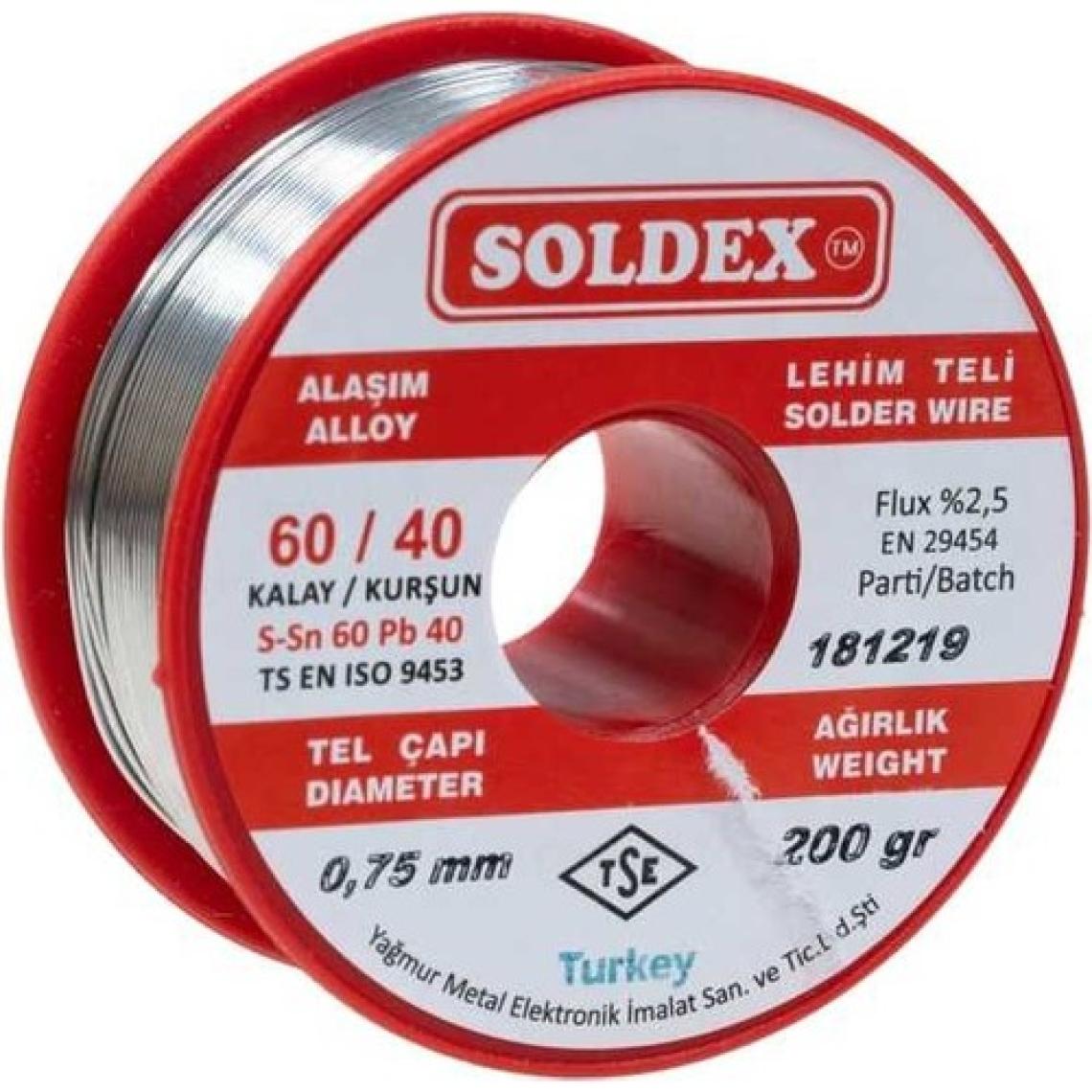 Soldex 0.75 mm 200 G Lehim Teli (%60 Sn / %40 Pb)