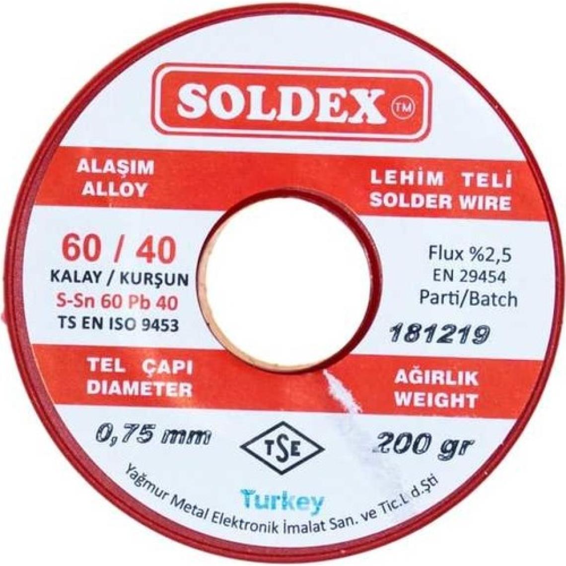 Soldex 0.75 mm 200 G Lehim Teli (%60 Sn / %40 Pb)
