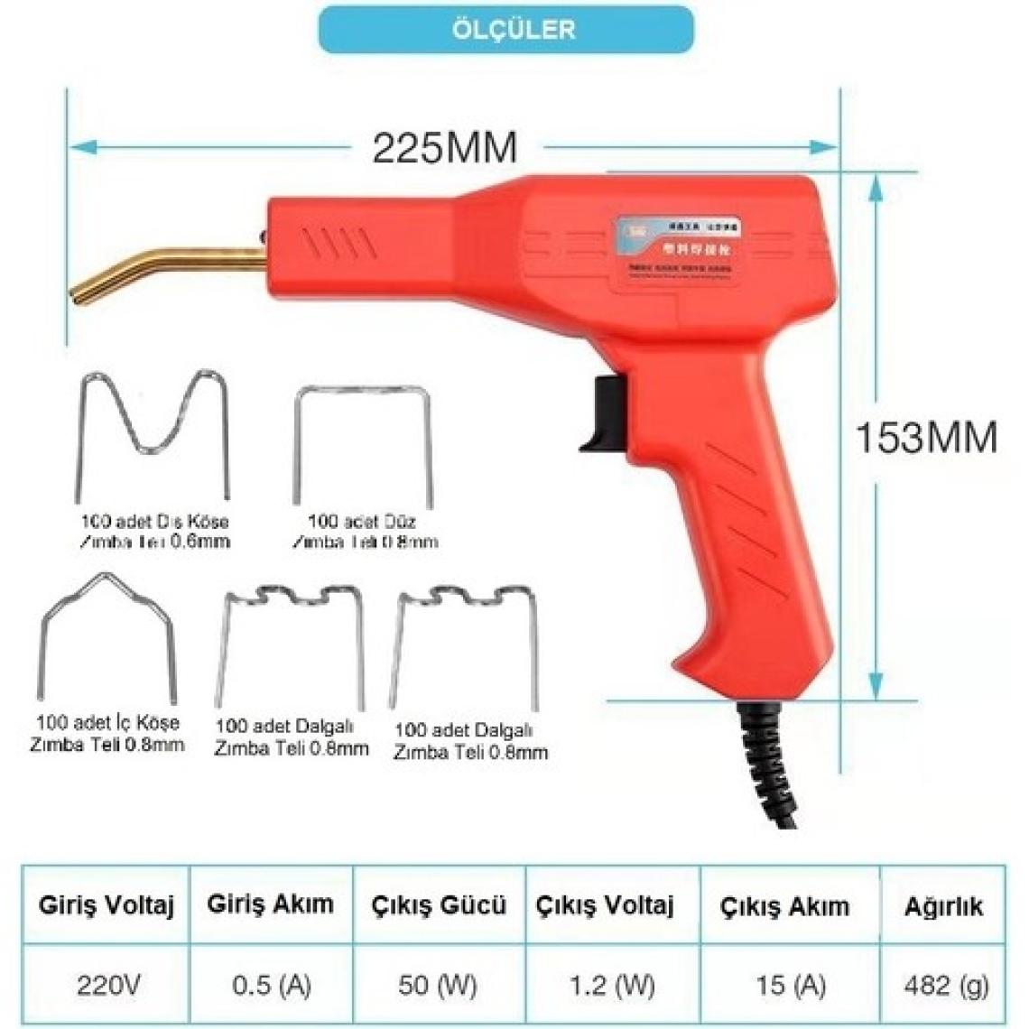 Yate10 Plastik Zımba Teli Kaynak Makinası 50W/220V+500 Adet Tel