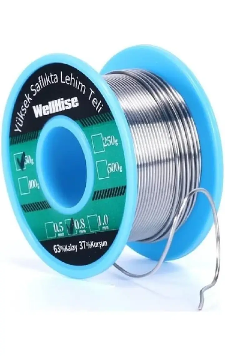 Wellhise 0,8 mm 50 gr %63 Kalay %37 Kursun Lehim Teli