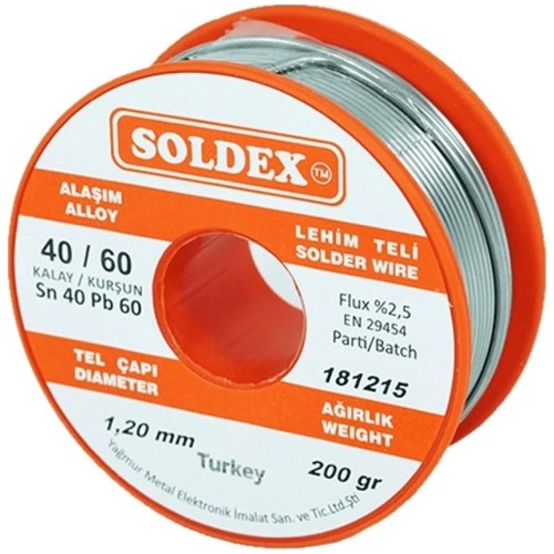 Soldex 40-60 Lehim Teli 200 gr 1.2 Mm- Sn:40 / Pb:60