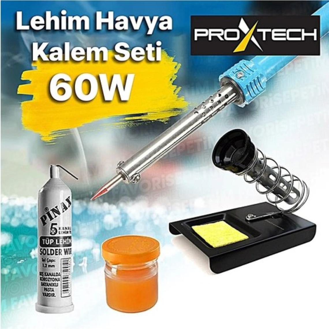 Proxtech  Full Takım 60W Lehim Makinesi - Kalem Havya - Leyim Tel - Pasta Stand - Silikon Tabancası Lehim Pompası