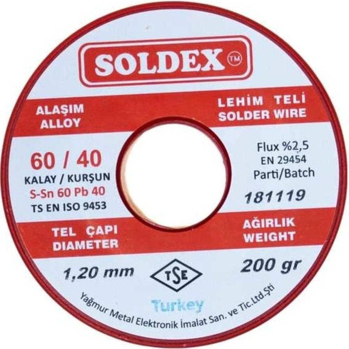 Soldex 1.2 mm 200 G Lehim Teli (%60 Sn / %40 Pb)