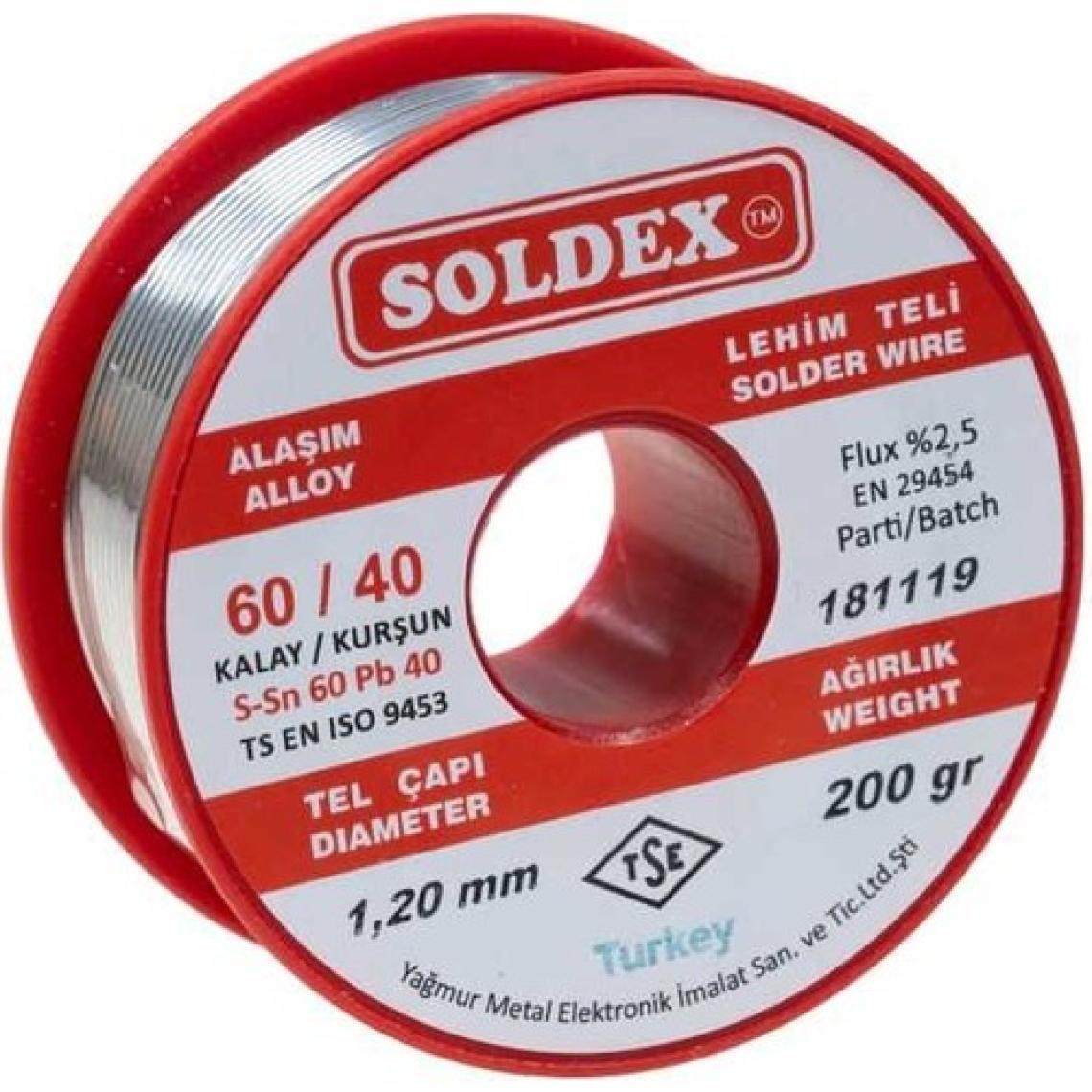 Soldex 1.2 mm 200 G Lehim Teli (%60 Sn / %40 Pb)