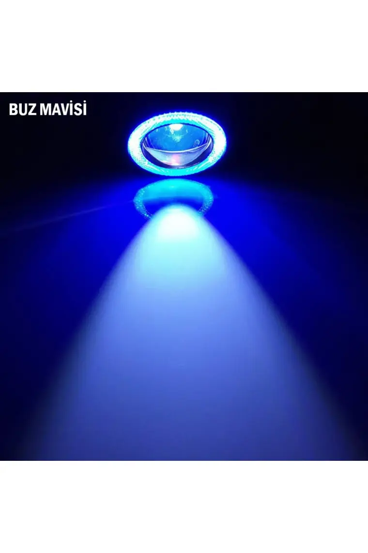 STS Oto Aksesuar Mercedes - Benz Sprinter Uyumlu, Universal Mercekli LED Angel Sis Farı, 76MM Buz Mavi Renk