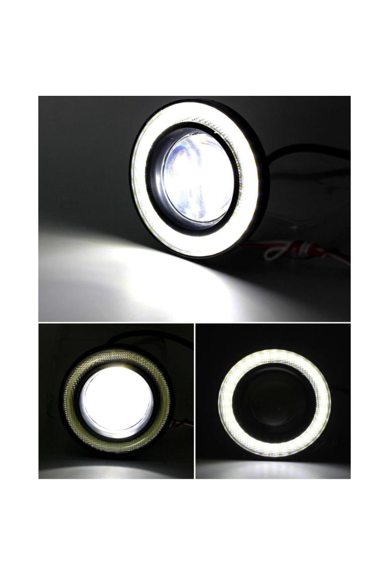 STS Oto Aksesuar Peugeot Boxer Uyumlu, Universal Mercekli LED Angel Sis Farı, 76MM Beyaz Renk