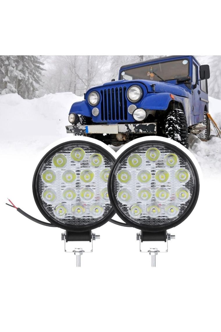 Dekohop Off Road 14 Led 42 Watt Yuvarlak Traktör Tır Kamyon Tekne Sis Farı Projektör Çalışma Lambası