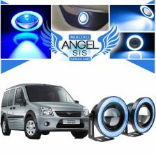 STS Oto Aksesuar Ford Transit Connect Uyumlu, Universal Mercekli LED Angel Sis Farı, 76MM Buz Mavi Renk