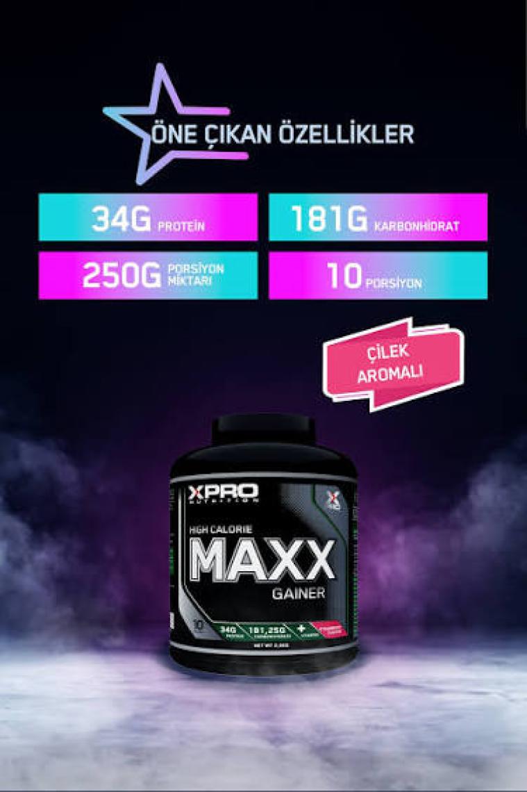 Xpro Nutrition Maxx Gainer Karbonhidrat Tozu 2500GR Çilek Aromalı