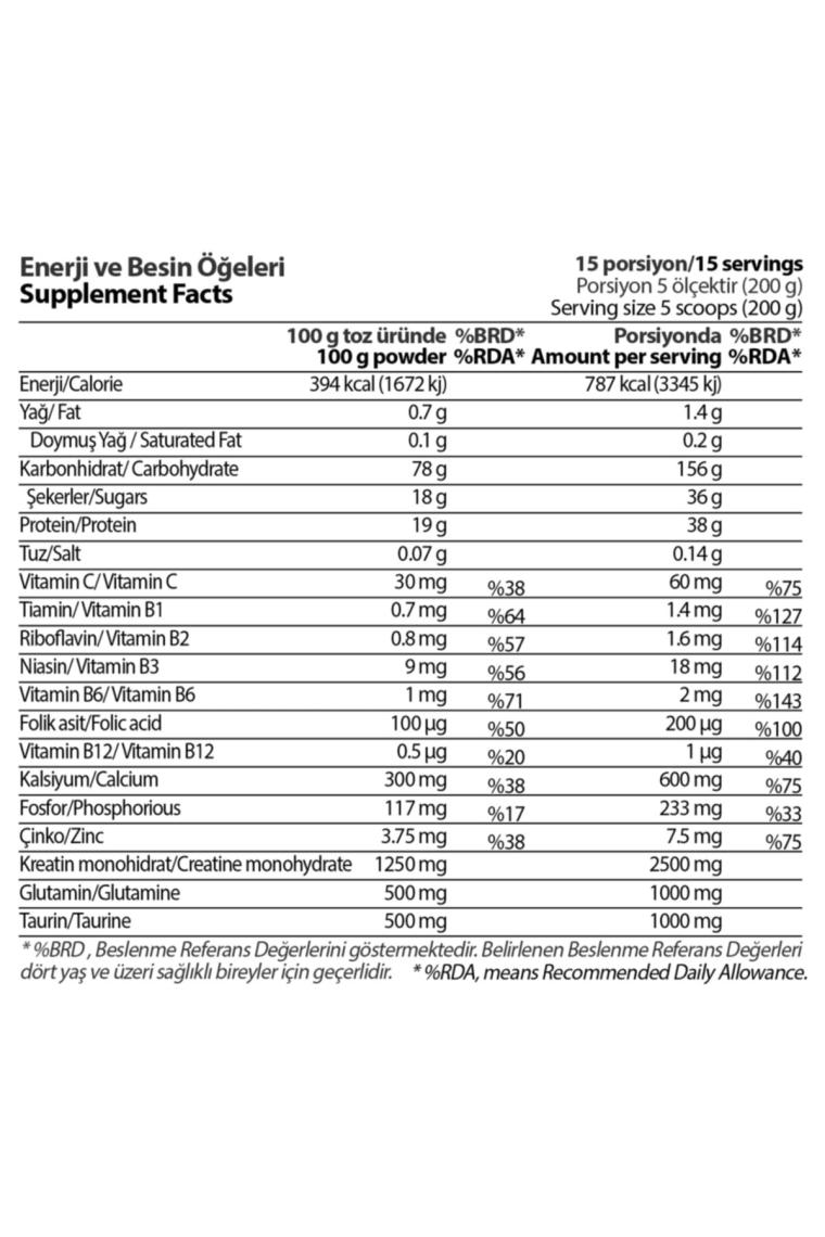 Hardline Nutrition Progainer Karbonhidrat 3000 gr Çikolatalı