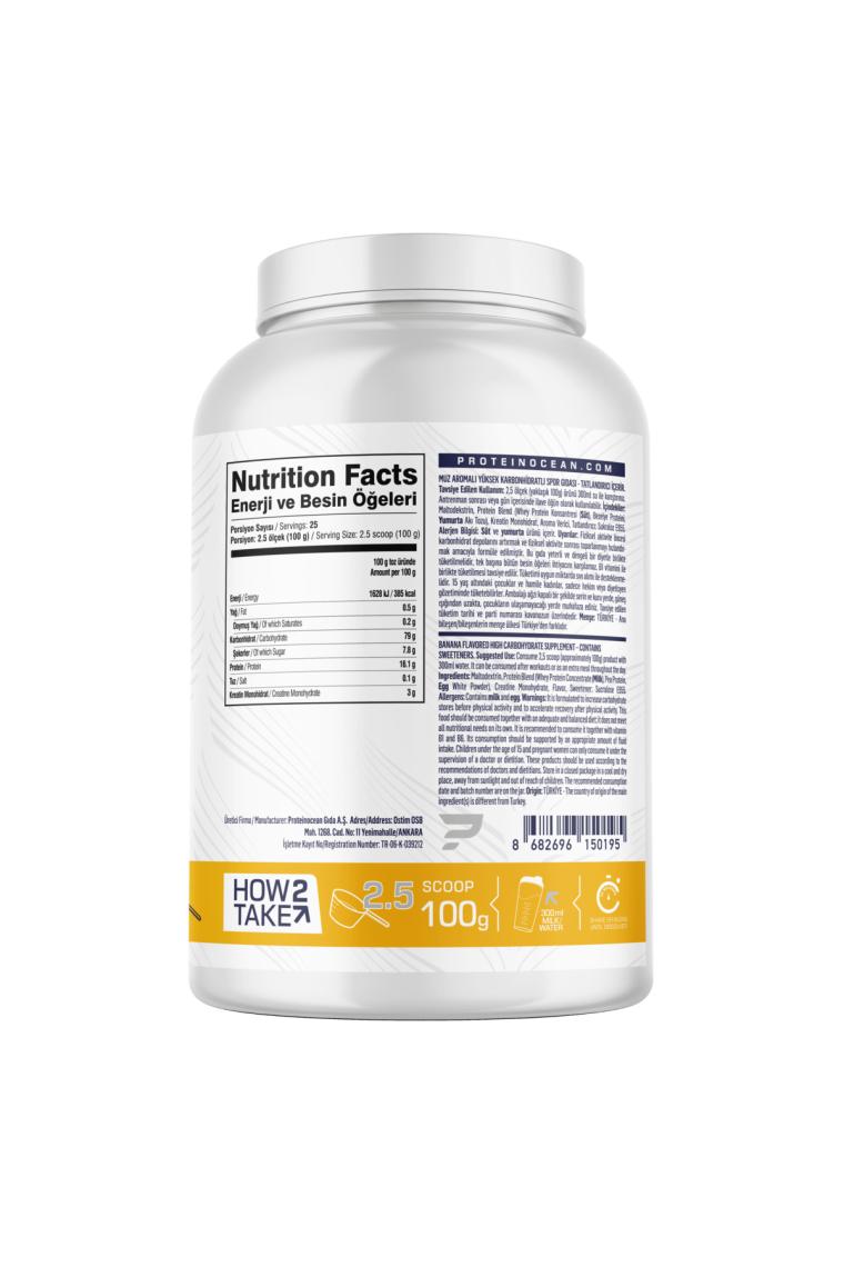 Proteinocean Mass Gainer - Muz - 2.5 kg - 25 Servis