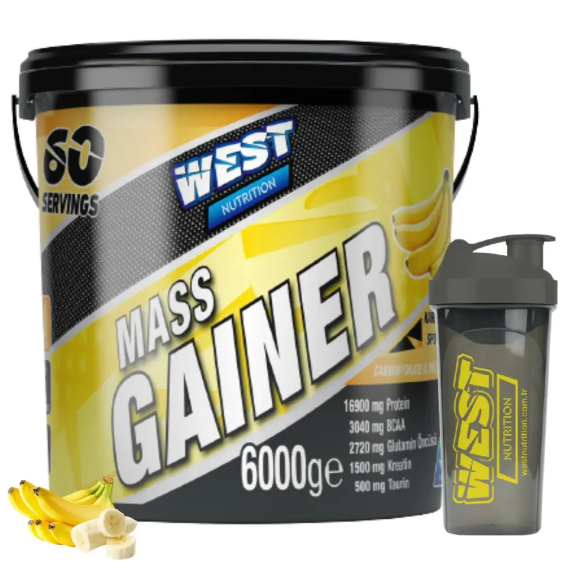 West Nutrition Mass Gainer Karbonhidrat Tozu 6000 Gr + Shaker