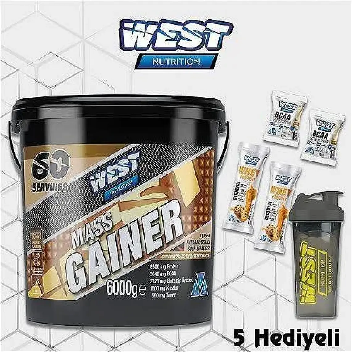 West Nutrition Mass Gainer Karbonhidrat Tozu 6000 Gr + Shaker