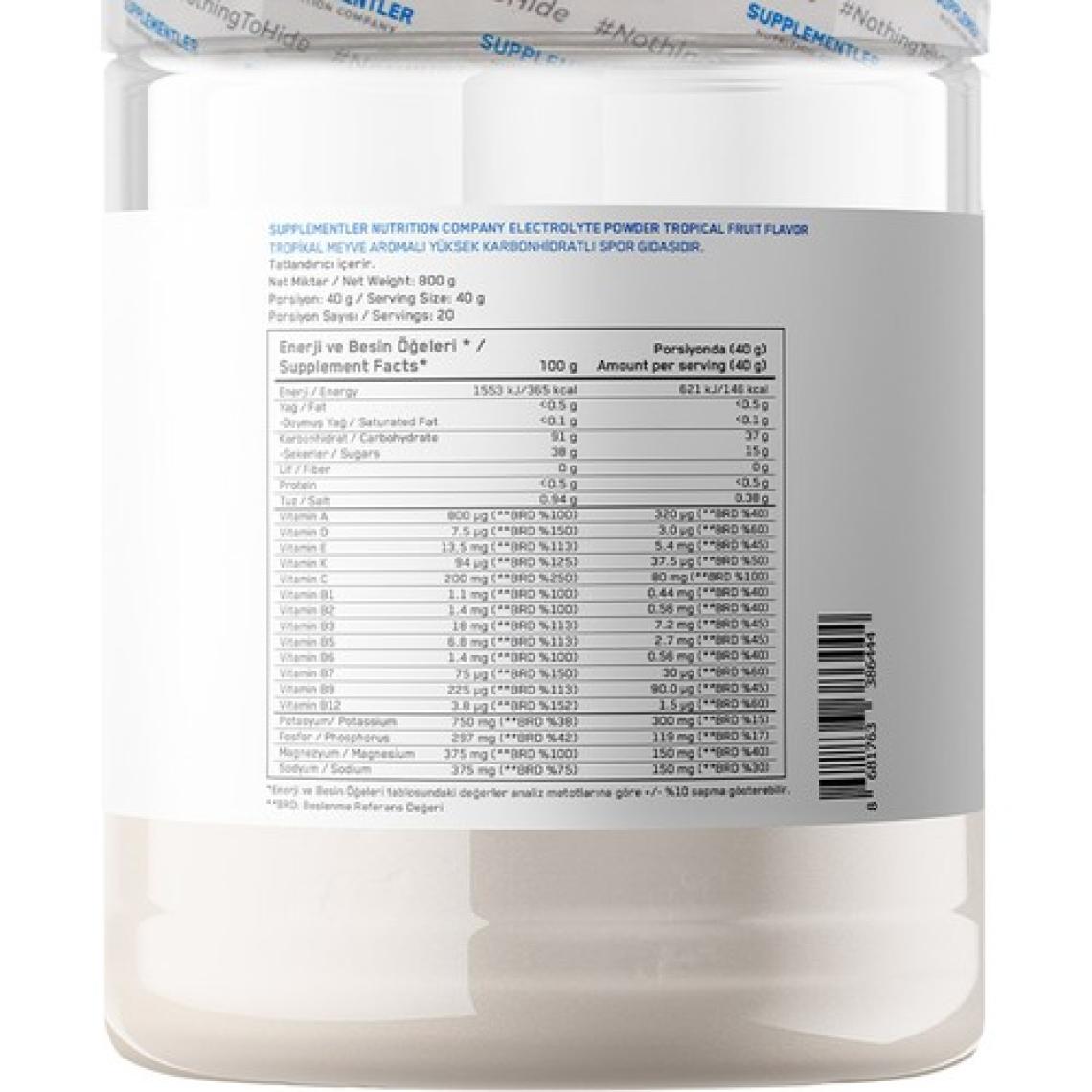 Supplementler Electrolyte Powder 800 gr