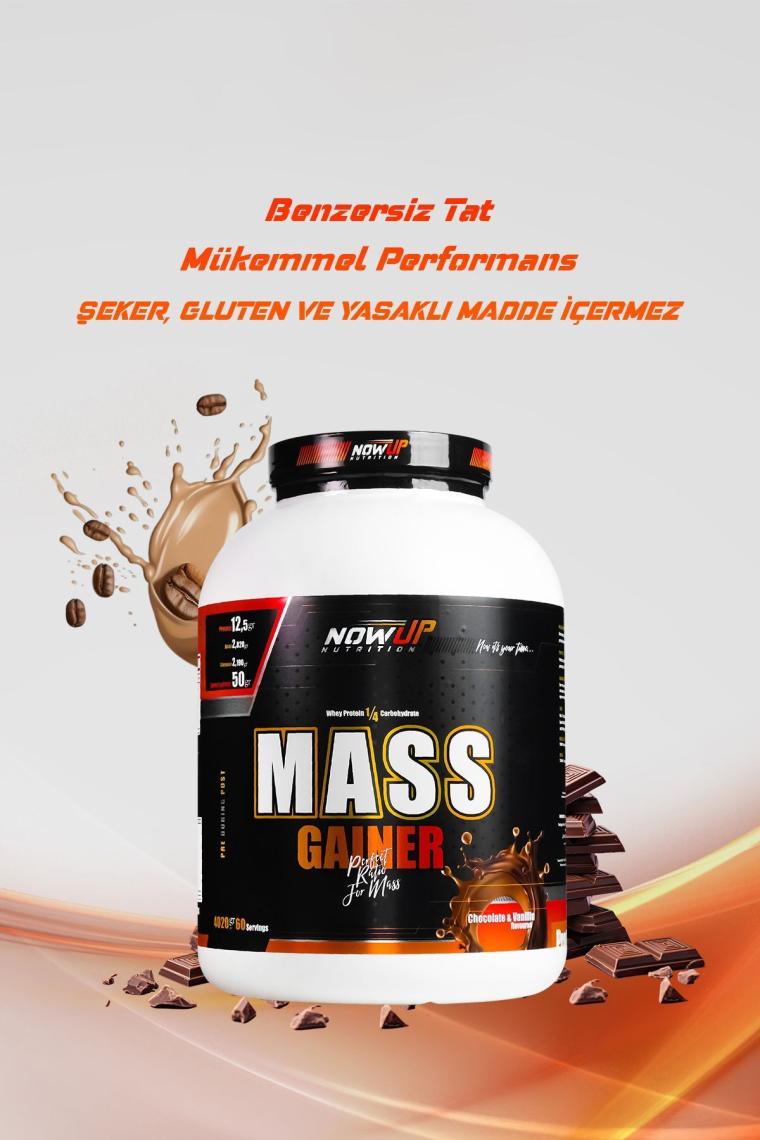 Nowup Nutrition Mass Gainer Whey Protein ¼ Carbohydrate / Chocolate & Vanillin 4020 gr. / 60 Servis / Karbonhidrat&Protein Tozu / Shaker Hediyeli