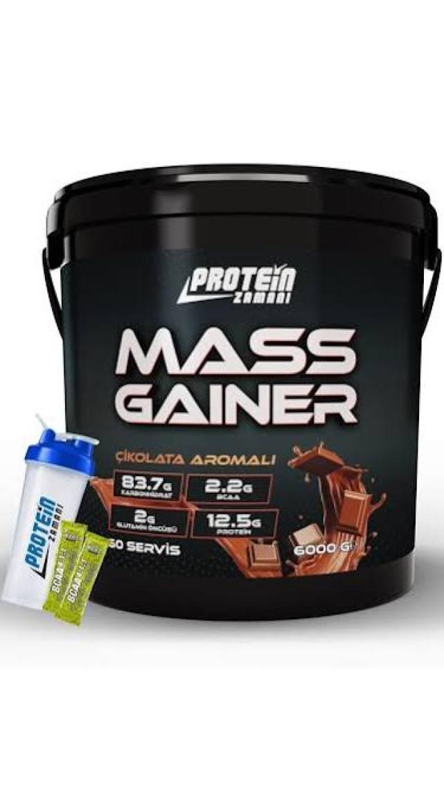 Protein Zamanı Mass Gainer Karbonhidrat Tozu  6000 gr 60 Servis Çikolata Aromalı + Shaker