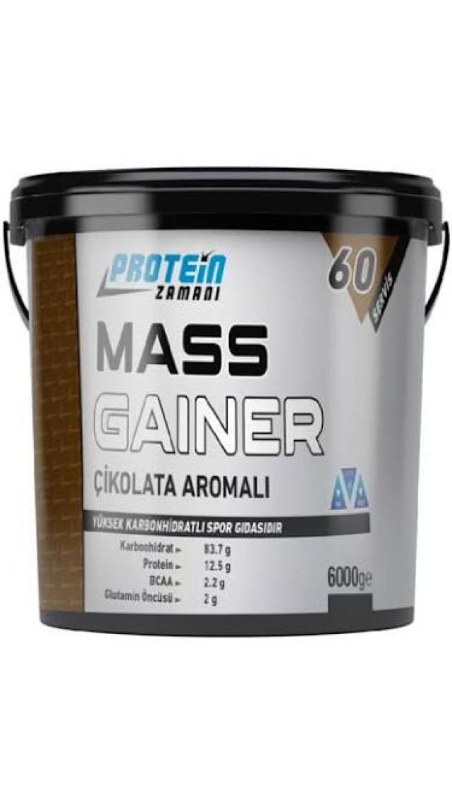 Protein Zamanı Mass Gainer Karbonhidrat Tozu  6000 gr 60 Servis Çikolata Aromalı + Shaker