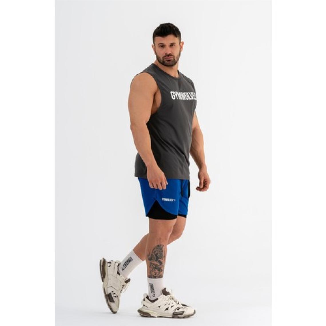 Gymwolves Erkek Spor Şort Çift Katmanlı | Saks | Comfortable Serisi |