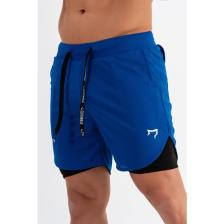 Gymwolves Erkek Spor Şort Çift Katmanlı | Saks | Comfortable Serisi |