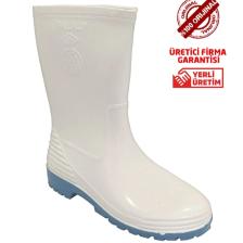 Palalı Lastik Çizme Kısa Beyaz Asite Dayanıklı Taban - 38/39