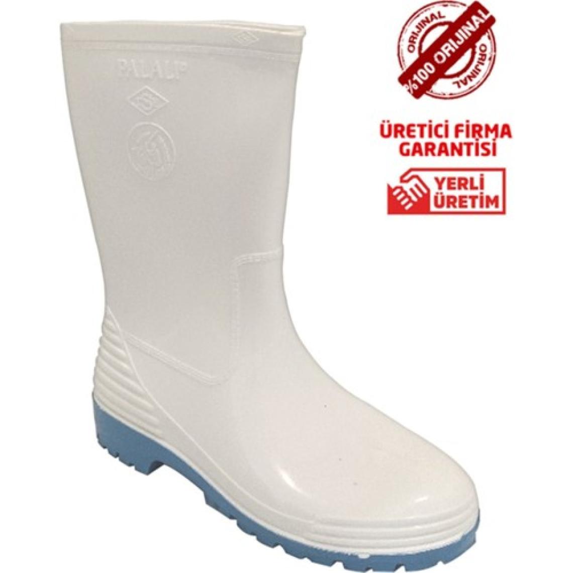 Palalı Beyaz Kısa Gıda Çizmesi