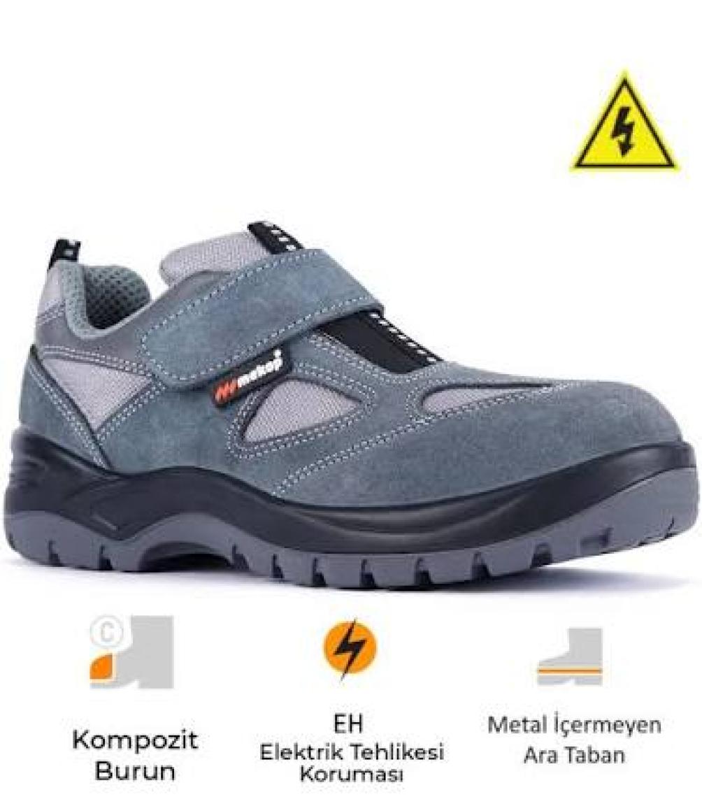 Mekap Policap 157 01 S1P Gri Süet Cırtlı Çelik Burunlu ve Tabanlı İş Ayakkabısı