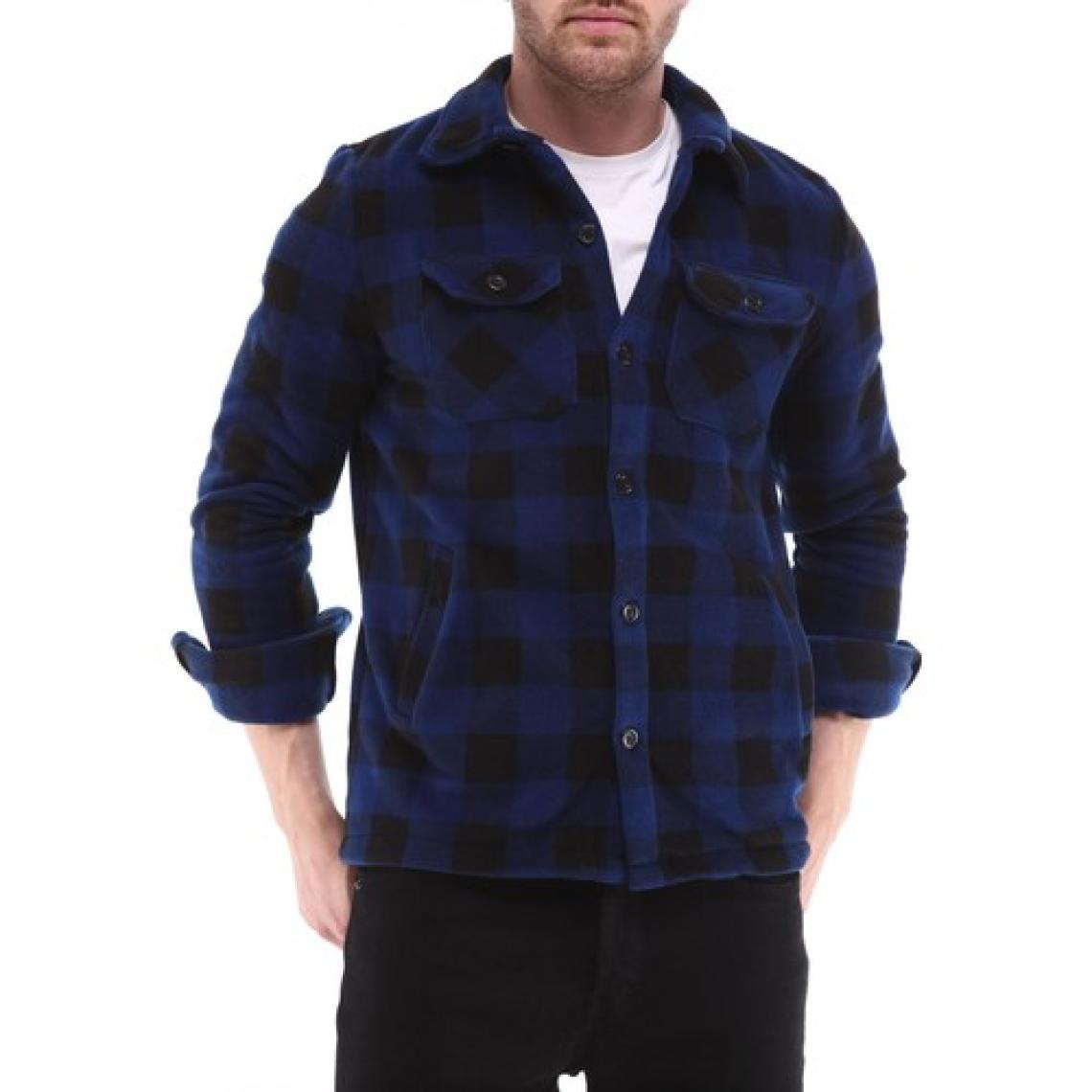Ghassy Co. Erkek Oduncu Düğmeli Çift Cepli Ekose Polar Outdoor Gömlek Ceket