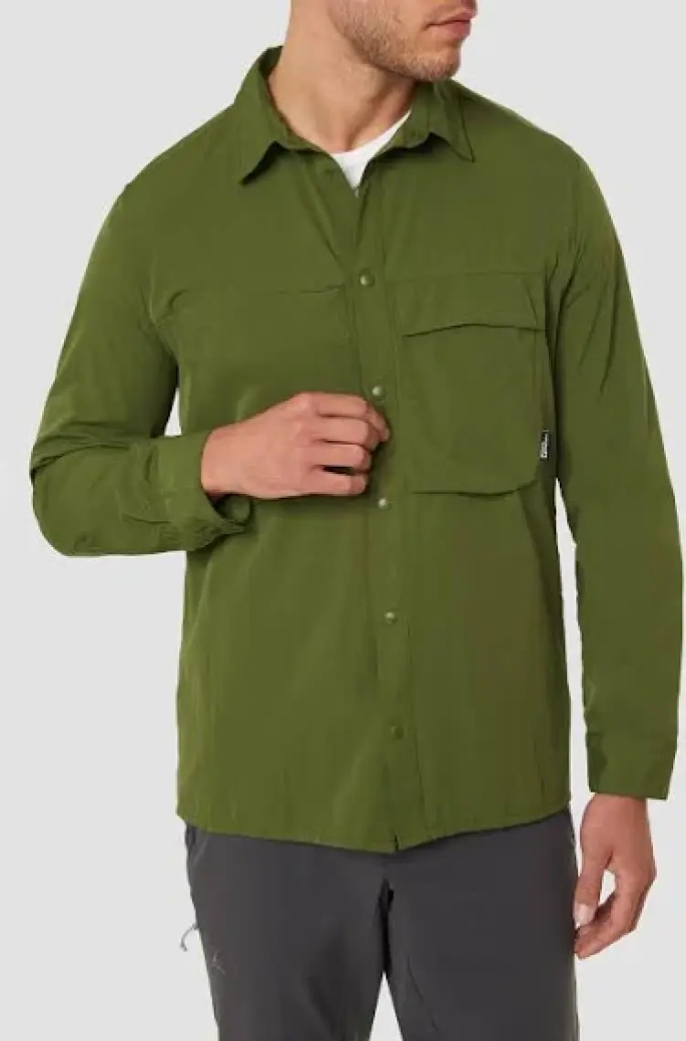 Jack Wolfskin Atacama LS Shirt Erkek Gömlek 1403672-4129 Greenwood