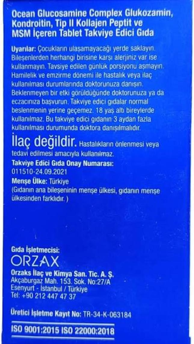 Orzax Ocean Glucosamine Complex 60 Tablet