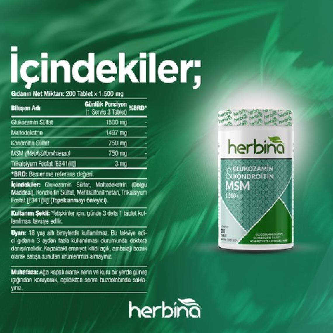 Herbina Glucosamine Kondroitin Sülfat Msm 200 Tablet