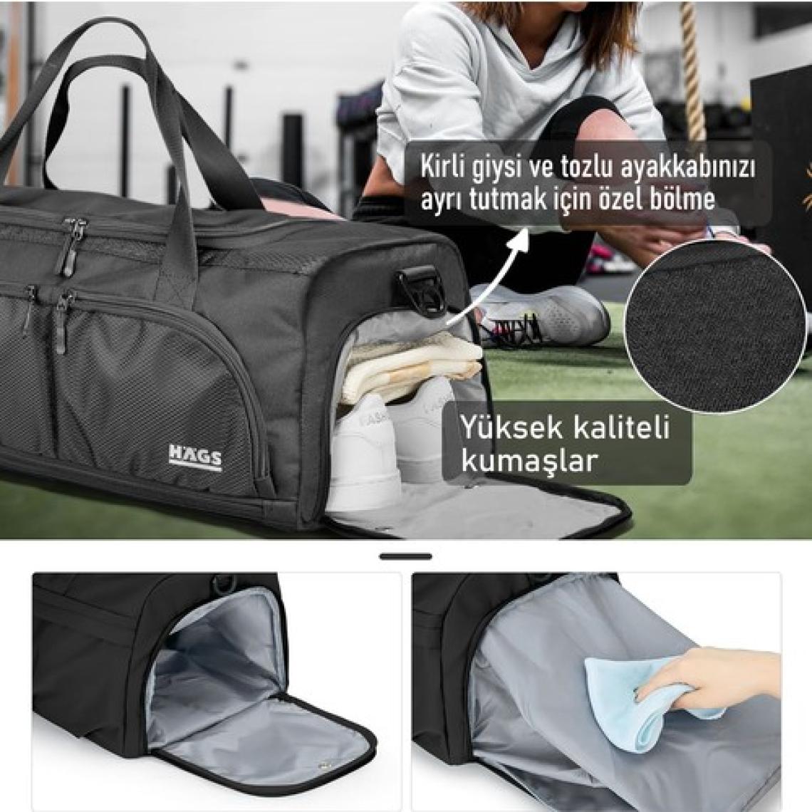 Haegs Spor Çantası, 10 Cepli, Ayakkabı Bölmeli, Seyahat Çantası Bayan - Erkek Spor Çantası Lacivert
