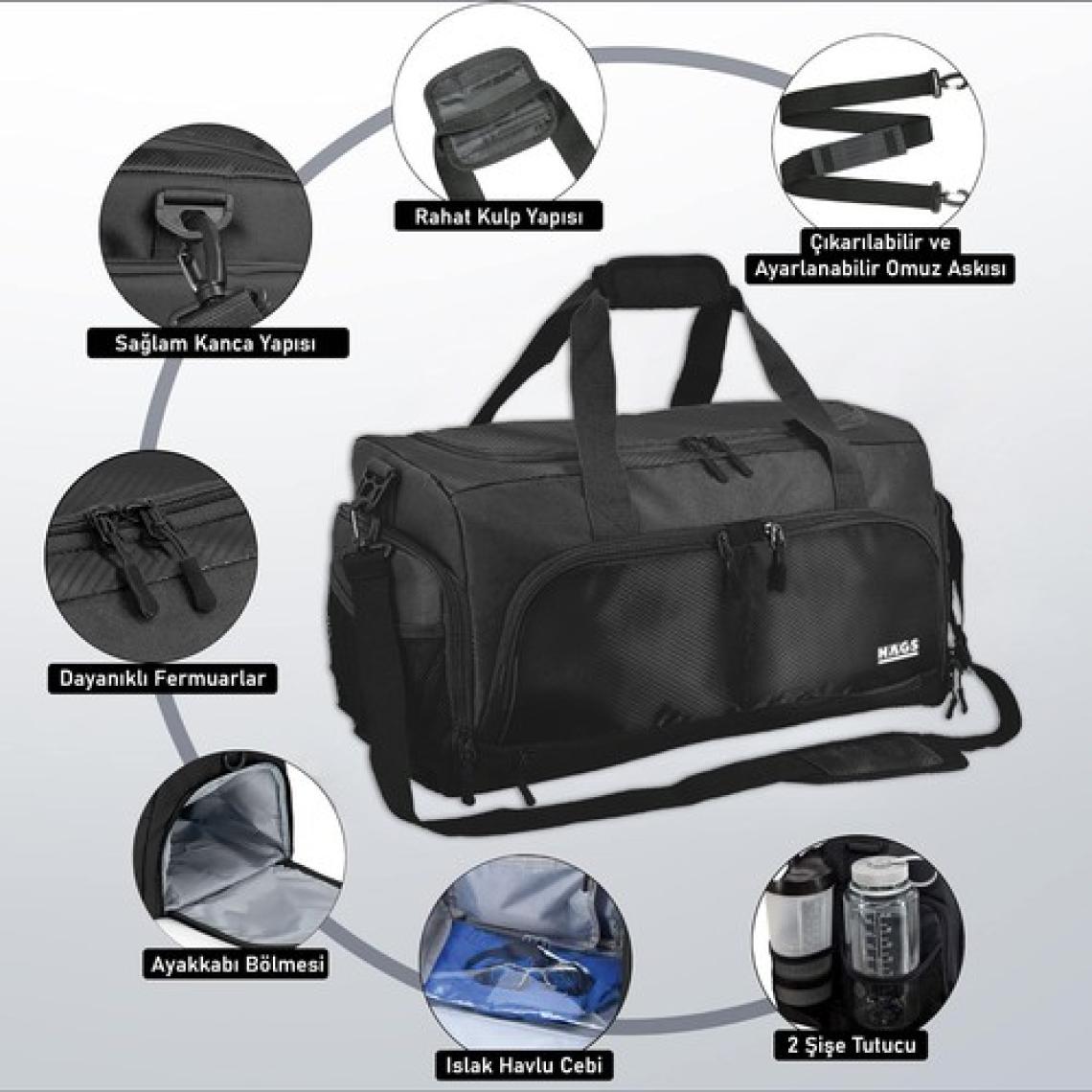 Haegs Spor Çantası, 10 Cepli, Ayakkabı Bölmeli, Seyahat Çantası, Gym, Fitness Bayan Spor Çantası Mor