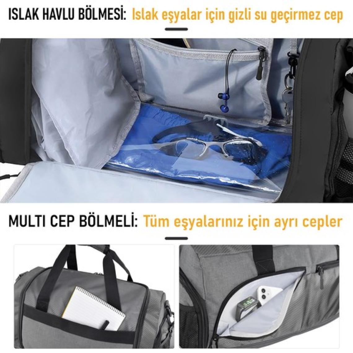 Haegs Spor Çantası, 10 Cepli, Ayakkabı Bölmeli, Seyahat Çantası, Gym, Fitness Bayan Spor Çantası Mor