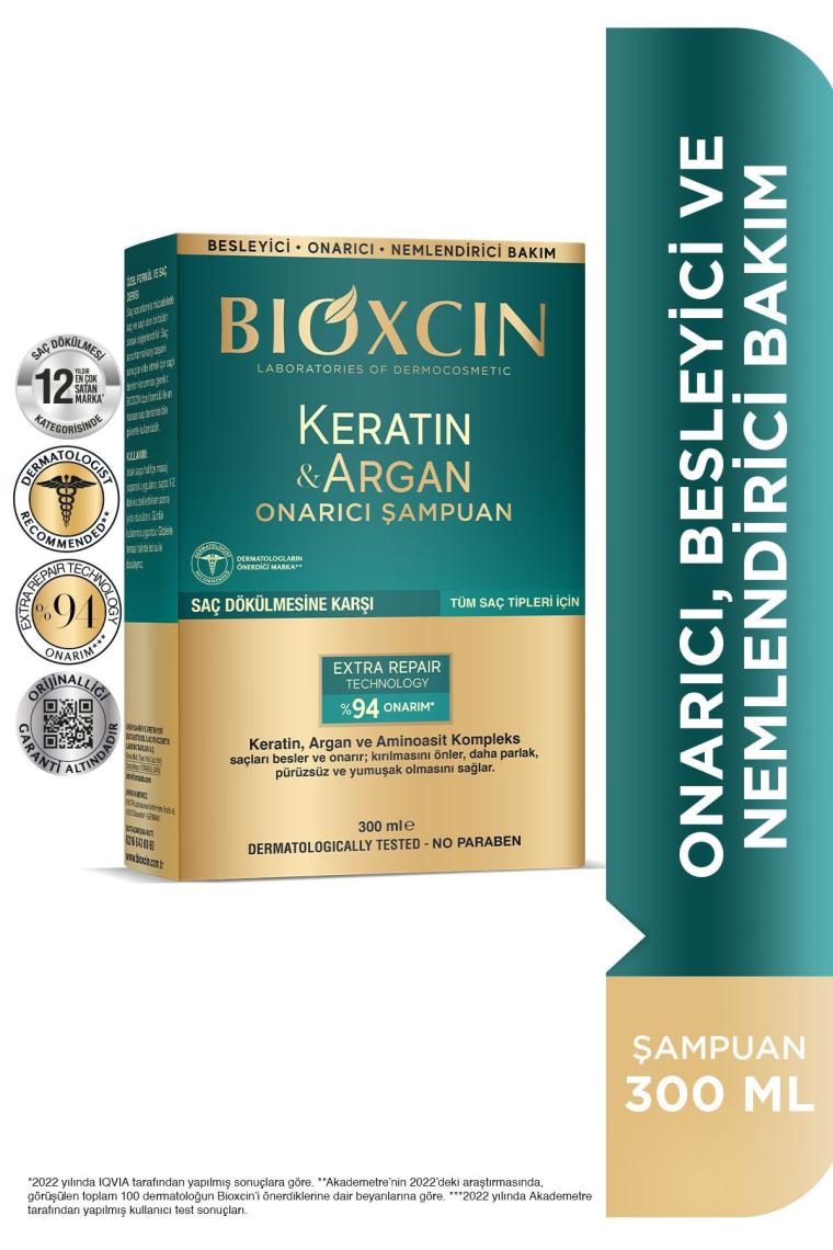Keratin & Argan Onarıcı Şampuan 300 Ml - Yıpranmış Ve Hasar Görmüş Saçlar 2 Li Avantaj Set