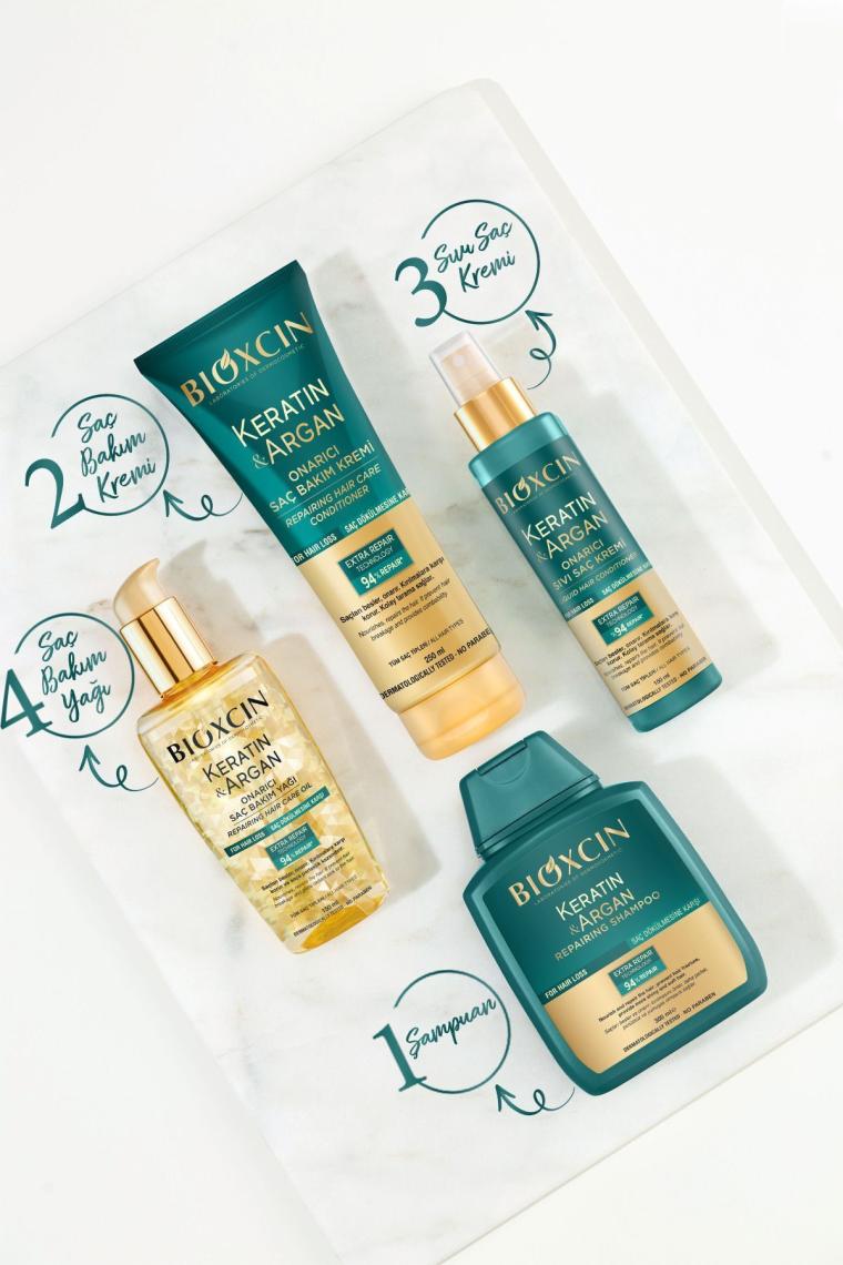 Keratin & Argan Onarıcı Şampuan 300 Ml - Yıpranmış Ve Hasar Görmüş Saçlar 2 Li Avantaj Set